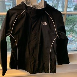 Children black north face jacket with hood